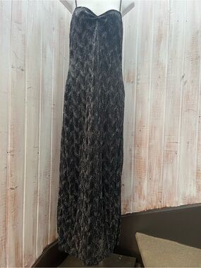 Y2K Garage Black Metallic Pleated Maxi Dress Skirt